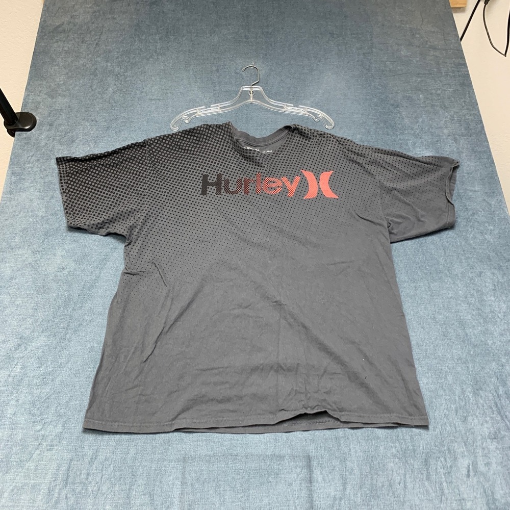 Hurley T-Shirt Men 2XL Gray Gradient Dot Regular Fit Short Sleeve Everyday Wear